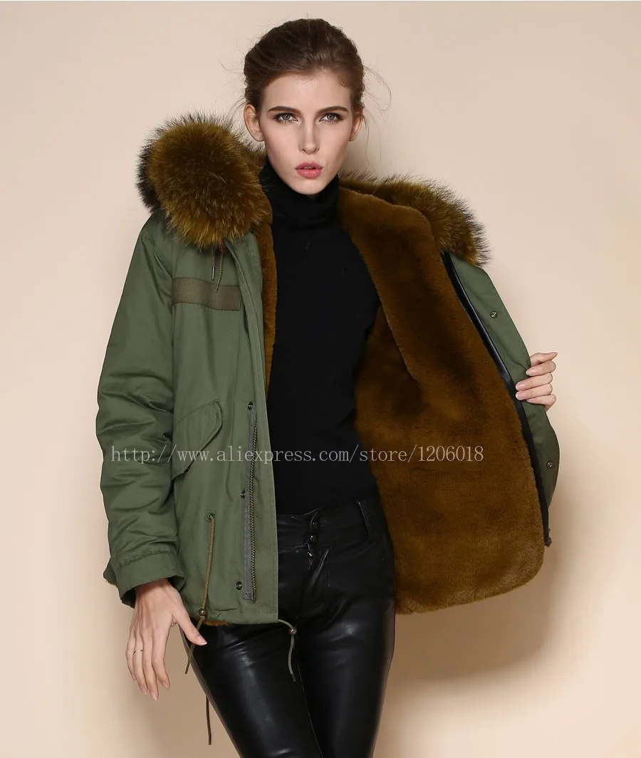 Зимнее армейское зеленое теплое пальто мех для девушек парка, дешевая цена поставщика, мех енота воротник мех пальто
