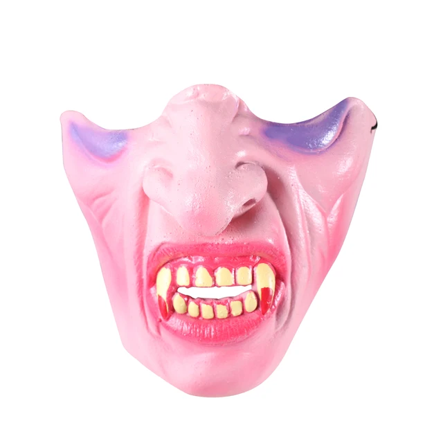1PC Funny Half Face Vampire Cosplay Halloween Latex Mask Mouthmask Costume Accessory for Cosplay Halloween Masquerade