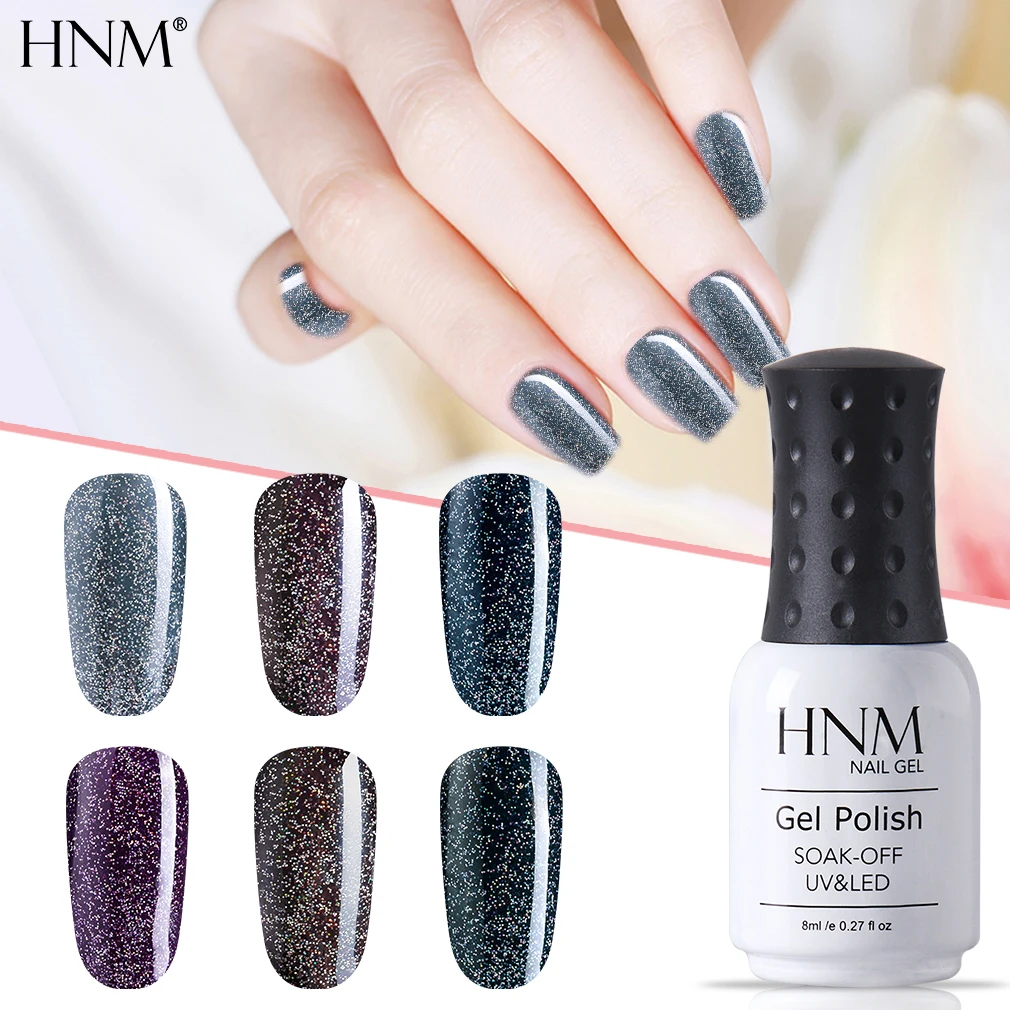 

HNM 8ML Gel Polish Soak Off Black Diamond Colours Series Nail Varnish Primer UV LED Long Lasting Gel Polish Art Salon Manicure