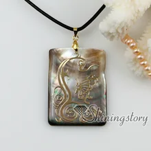 Продолговатые морской воды черный ракушка перламутр Oyster морской раковины золотого листа ожерелья подвесками 2013 дешево бижутерии