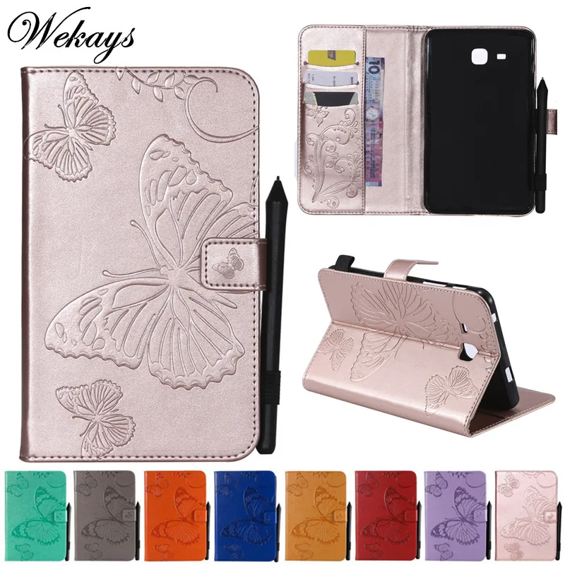 Wekays For Samsung Tab A 2016 T280 Cartoon Butterfly Leather Funda Case For Coque Samsung Galaxy Tab A6 7.0 T280 T285 Cover Case