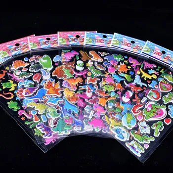 

100 Sheets Cute 3D Cartoon Animal PVC Bubble Puffy Stickers Kids Girl Boy Dinosaurs Classic Toys School Teacher Reward
