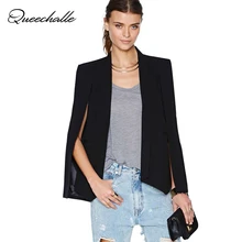 XS-XXL 6 Размеры модная накидка Блейзер Для женщин пальто Белый Черный нагрудные Разделение с длинными рукавами и карманами Однотонная повседневная обувь пиджак спецодежды