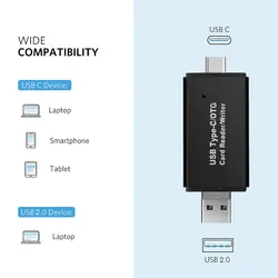 KEBIDU 3 в 1 OTG Кардридер высокоскоростной type C micro USB USB2.0 Универсальный OTG TF/SD для Android Компьютерный удлинитель-переходник