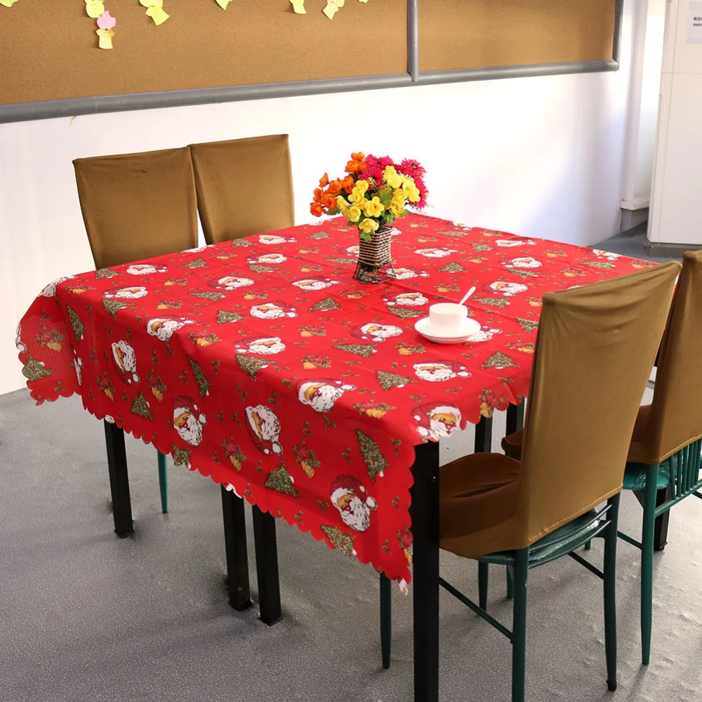

New Arrival Christmas Table Cloth Xmas Santa Claus Tablecloth White / Red Festivals Household Decoration
