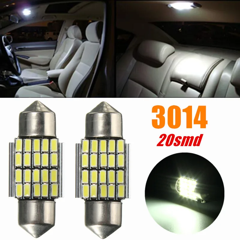 30 мм 3014 чип 120LM 2 3 Вт 20SMD белый 6000K Festoon Автомобильный светодиодный купольный