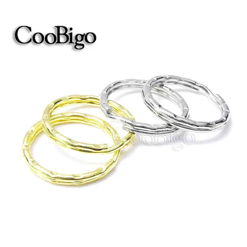

5pcs 1-1/8"(28mm) Outside Diameter Key Rings Key Chain Split Wavy O-Rings Silver Golden Nickel-Plated