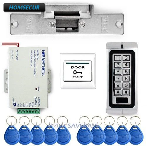 

HOMSECUR Waterproof Diy Full Complete Rfid Door Access Control Kit +Electric Strike Lock