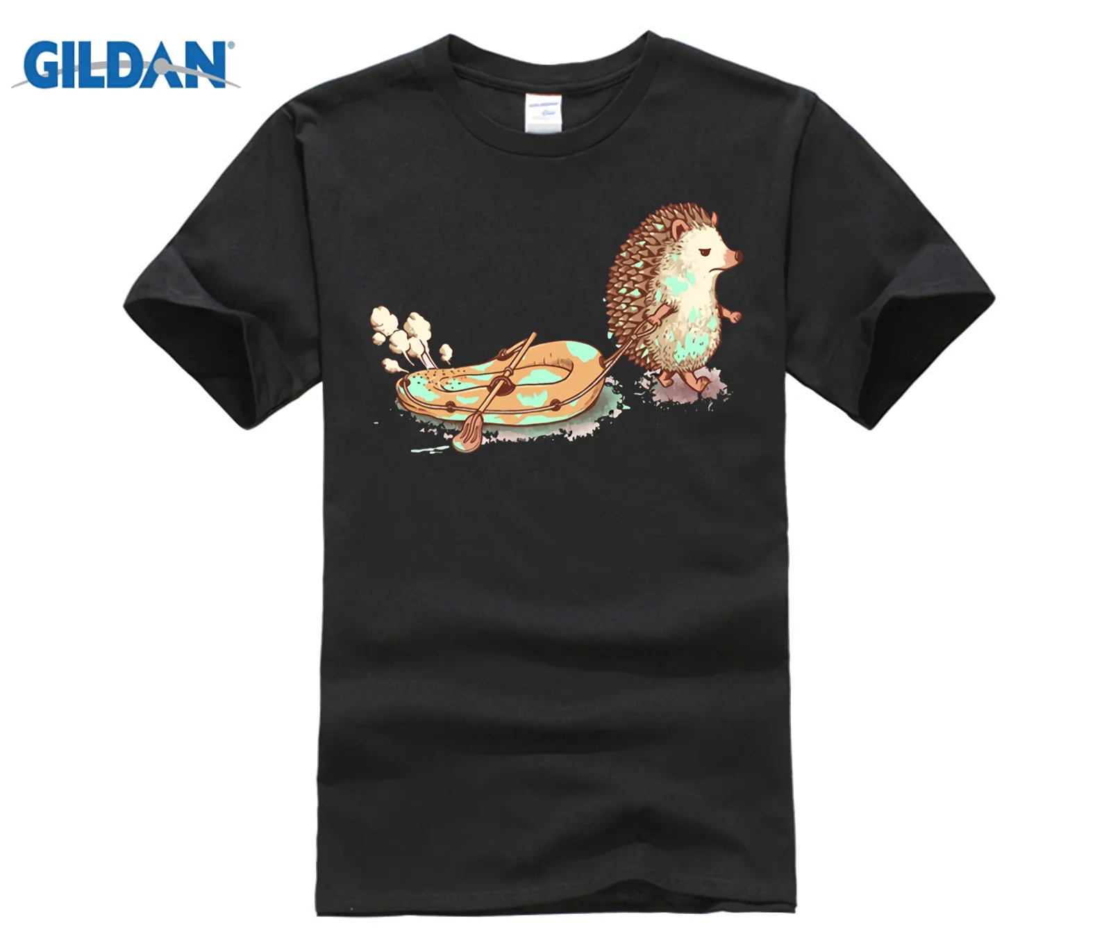 Custom Design Tee Shirt 2018 Funny Hedgehog Inflatable Boat Custom T Shirt Online Homme Mens Short T-Shirt Clothing