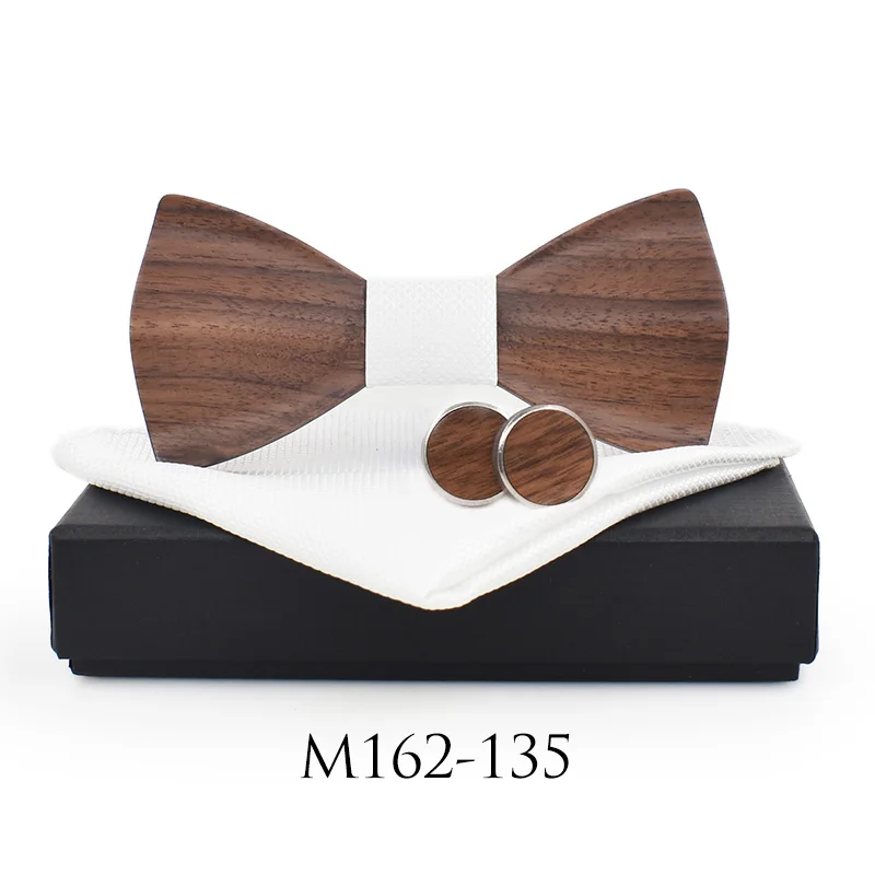 Новинка, 3D деревянный галстук, Pocekt, квадратные запонки, модный деревянный галстук-бабочка, Свадебный галстук, ручная работа, корбата, деревянные Галстуки, набор Gravata - Цвет: 162135