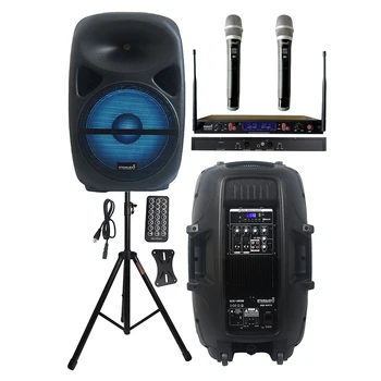 

STARAUDIO 15" 2500W Powered DJ PA RGB Light Speaker Active Audio Speaker Stand 2CH Wireless UHF IR Handheld Microphone SCS-15RGB