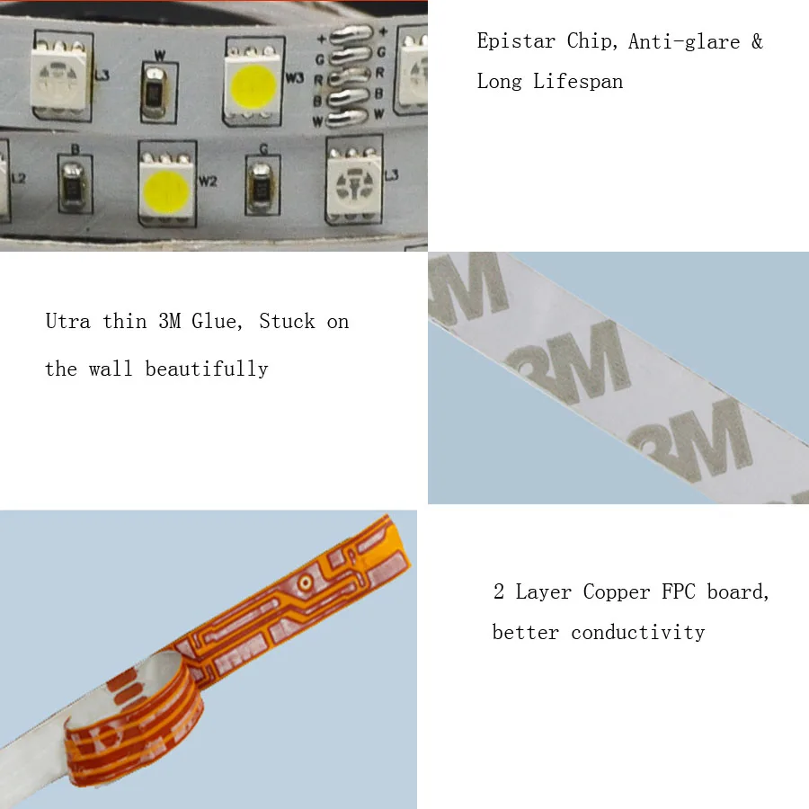 DC12V 5050 Светодиодные ленты Водонепроницаемый RGBW гибкий свет 60LED/M Водонепроницаемый IP20/IP65 RGB+ белый/+ теплый белый Клейкие ленты для украшения