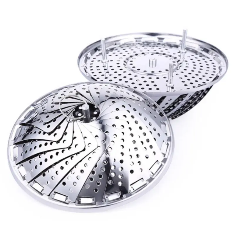 

2019 Stainless Steel Multifunctional Steamer Plate Silver Magic Retractable Folding Steaming Fruit Plate Disk