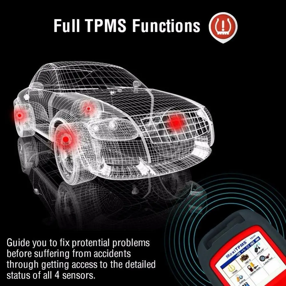 Autel MaxiTPMS TS601 OBDII диагностический инструмент OBD2 сканер TPMS программист Автоматическая система мониторинга давления в шинах 433 МГц 315 МГц датчик