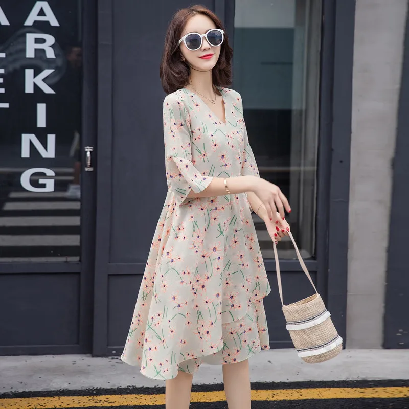 

Maternity dresses casual For Pregnant Women Chiffon Dress Beige Summer Pregnancy Clothes Loose Plus Size Maternity Dresses