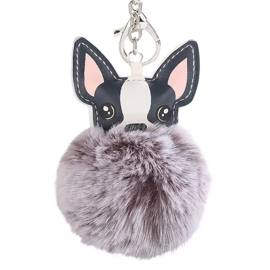 

OTOKY 8CM Cute Dog Keychain Pendant Women Key Ring Holder Pompoms Key Chains Jul31