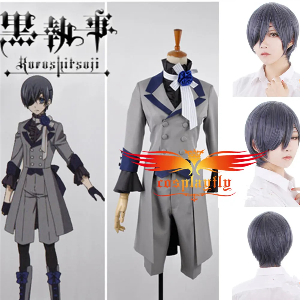 Черный Дворецкий 3 Ciel Phantomhive Серый костюм косплей на заказ куртка шорты перчатки