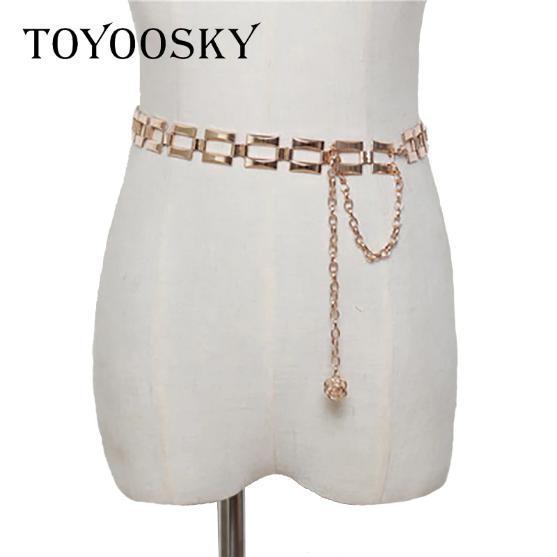 

2019 Fashion Woman Belt High Waist Hip Hop Ring Chain Rhinestone Gold Silver Long Metal Chain Waist Belt for Ladies Luxury Brand