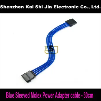 

10PCS Blue Sleeved 4Pin D Type Molex Male to Female Power Extension Cable - 30 cm