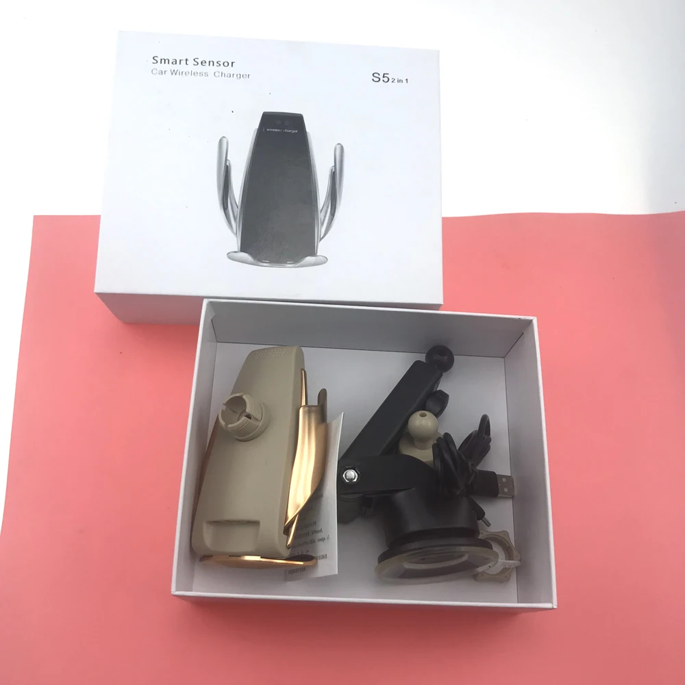 

10W Wireless Car Charger S5 Automatic Clamping Fast Charging Phone Holder Mount in Car for iPhone xr Huawei Samsung Phone