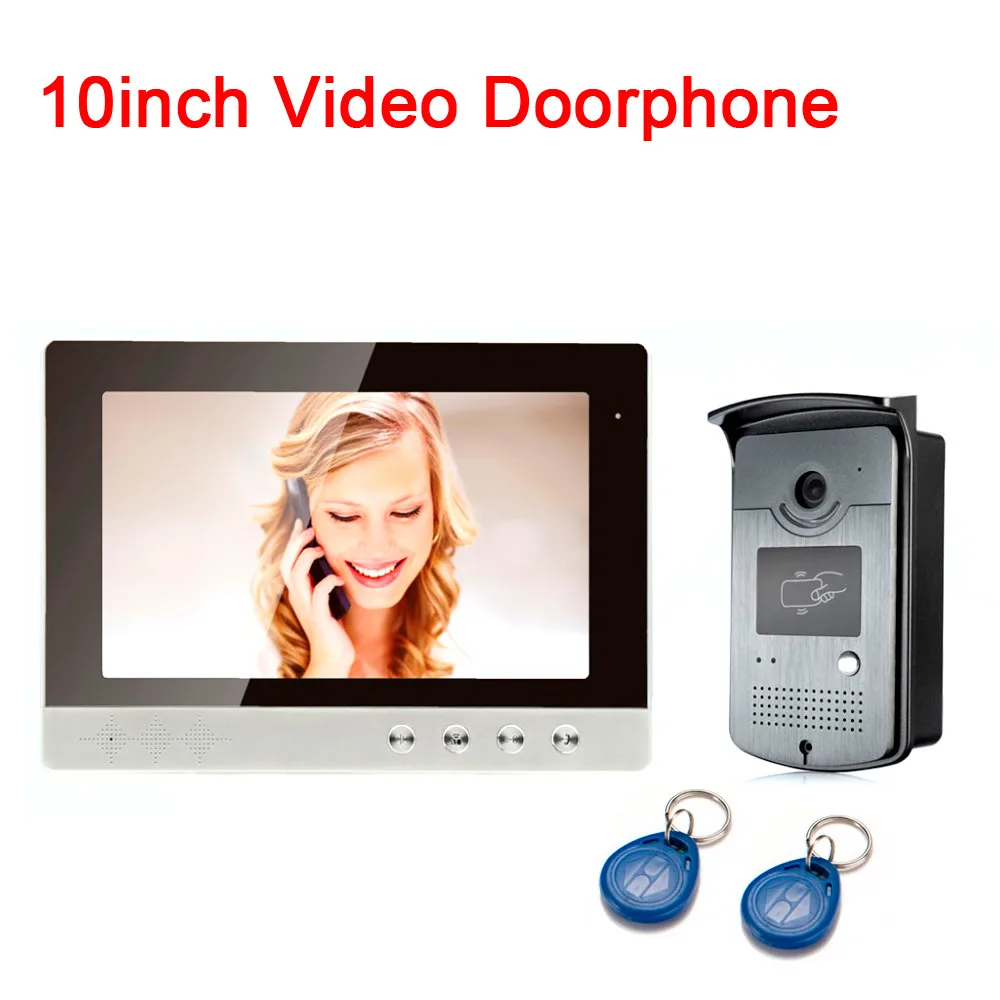 10-дюймовый экран видео домофон телефон с ID карты видеодомофон для вилла