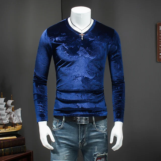 Buy V Neck T Shirts for Men Slim Fit Velvet T Shirts