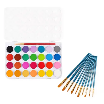 

28 Colors Professional Watercolor Solid Pigment Art Paint Set With Box with10pcs Paint Brushes for Acrylic Watercolor Painting