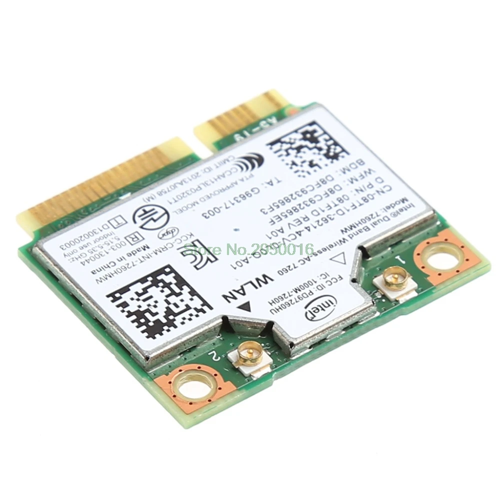 876 м Dual Band 2,4 + 5 г Bluetooth V4.0 Wi-Fi Беспроводной Mini PCI-Express Card для Intel 7260 AC DELL 7260HMW CN-08TF1D C26