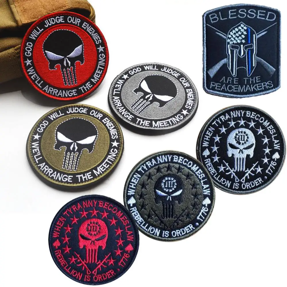 

1 PCS PUNISHER SKULL God Will Judge Our Enemy WE'LL ARRANGE MEETING PATCH Military Tactical Morale Badge Multicam Sniper Patch