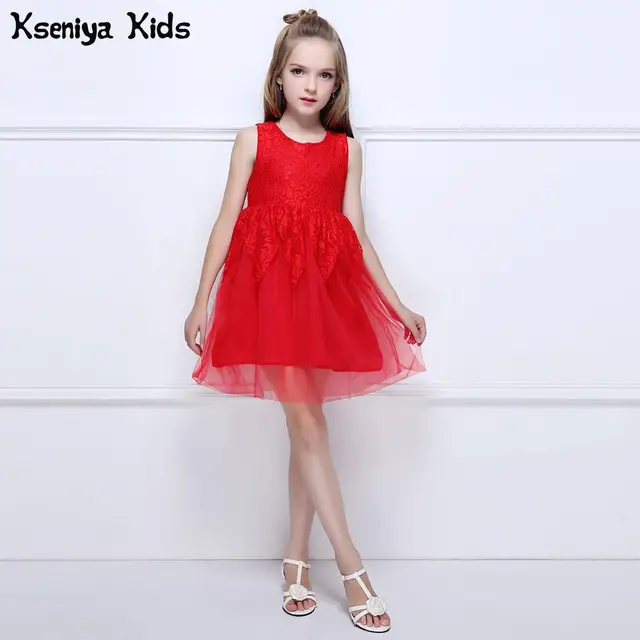 Kseniya Kids Brand Summer Cute Children Baby Girl Red Lace Party ...