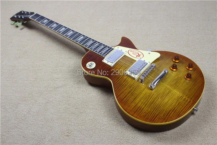 

Custom Shop LP standard electric guitar ,tobacco sunburst color 1959 R9,Ebony fingerboard ,abr-1 bridge,one piece neck and body