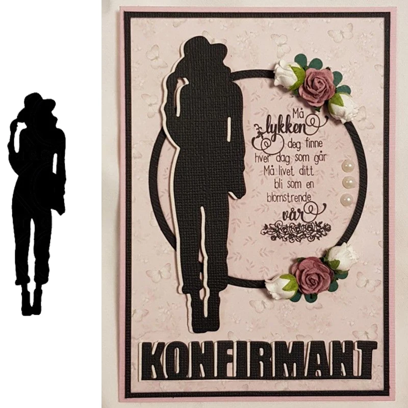 thumbnail image 2 of Kneeling Pregnant Woman Metal Cutting Dies Cut Die Card Making... 2 of 12