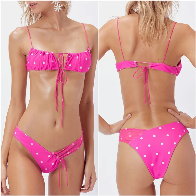 Bikinx горошек розовые бикини 2019 mujer купальный костюм бандо сексуальный купальник