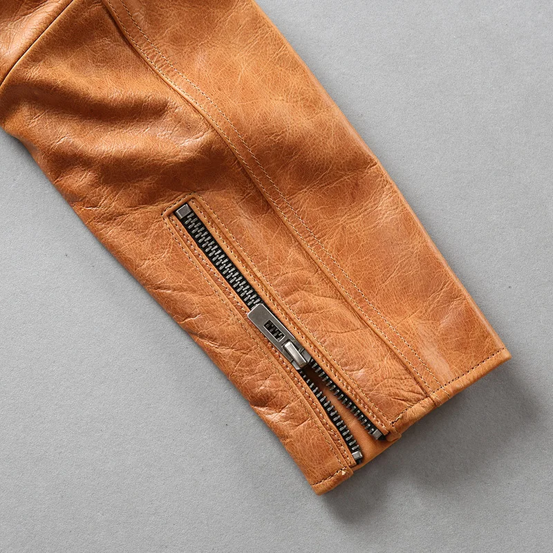 90% OFF A1795 Read Description ! Asian size super quality men's genuine cow leather coat cowhide leather rider jacket