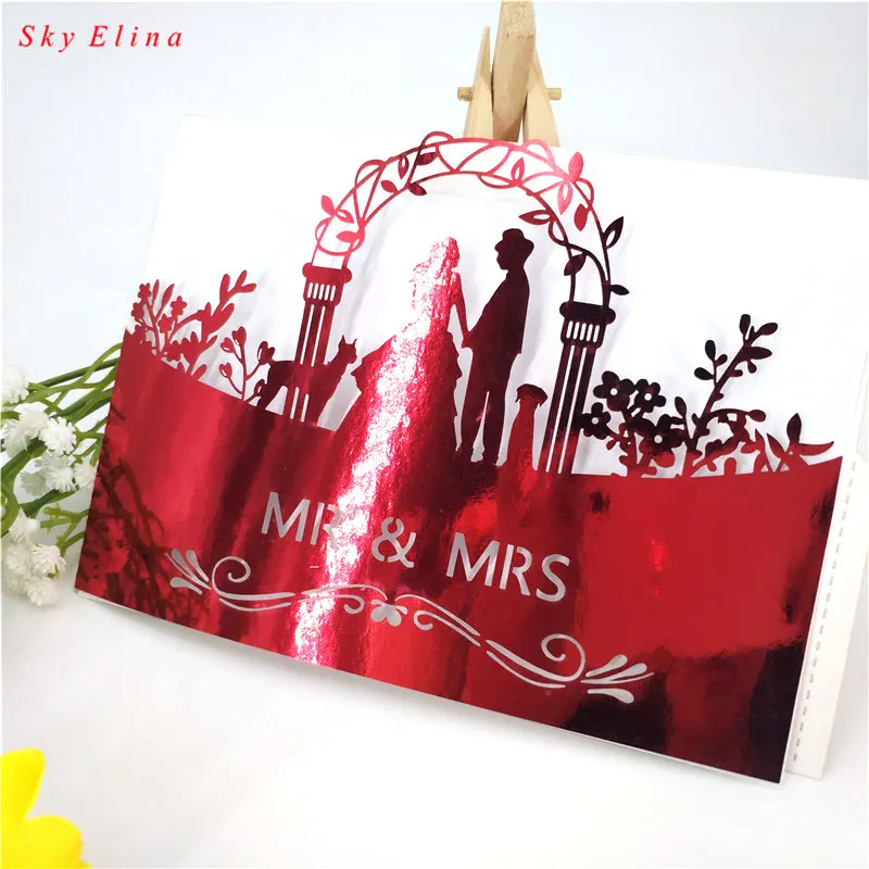 10Pcs Romantic Wedding Card Invitation Delicate Carved Heart Decorations L&6 