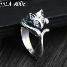 South Korea S925 Sterling Silver Ring Finger Ring Opening Cute Cat All-Match Sterling Silver Ring Female Fashion Accessories