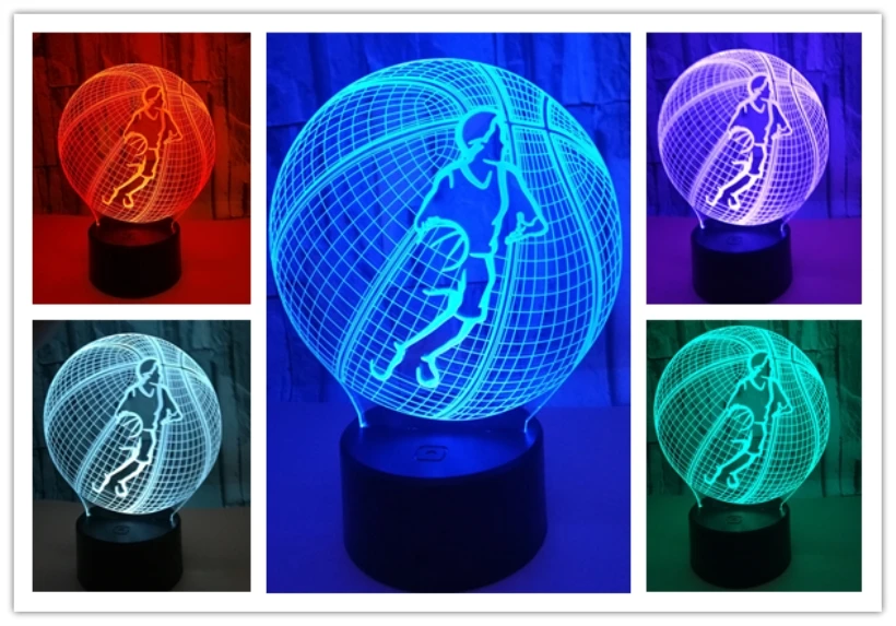 

2018 Novelty Play Basketball 3D Visual LED Night Light Acrylic USB Lighting Bedroom 7 Color Gradient Atmosphere Lamp for Kids