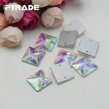 Горячая Распродажа 8x8mm12x12mm 14x14mm 16x16mm 22x22mm квадратная форма прозрачный кристалл Flatback 2 отверстия швейные стеклянные хрустальные бусины