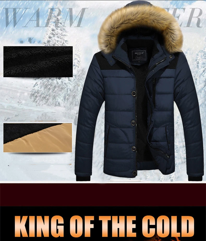 Лидер продаж, зимняя мужская куртка, Повседневная тонкая парка с капюшоном, мужская верхняя одежда с шерстяной подкладкой, теплая Высококачественная Мужская куртка с меховым воротником, размеры s, M-6XL