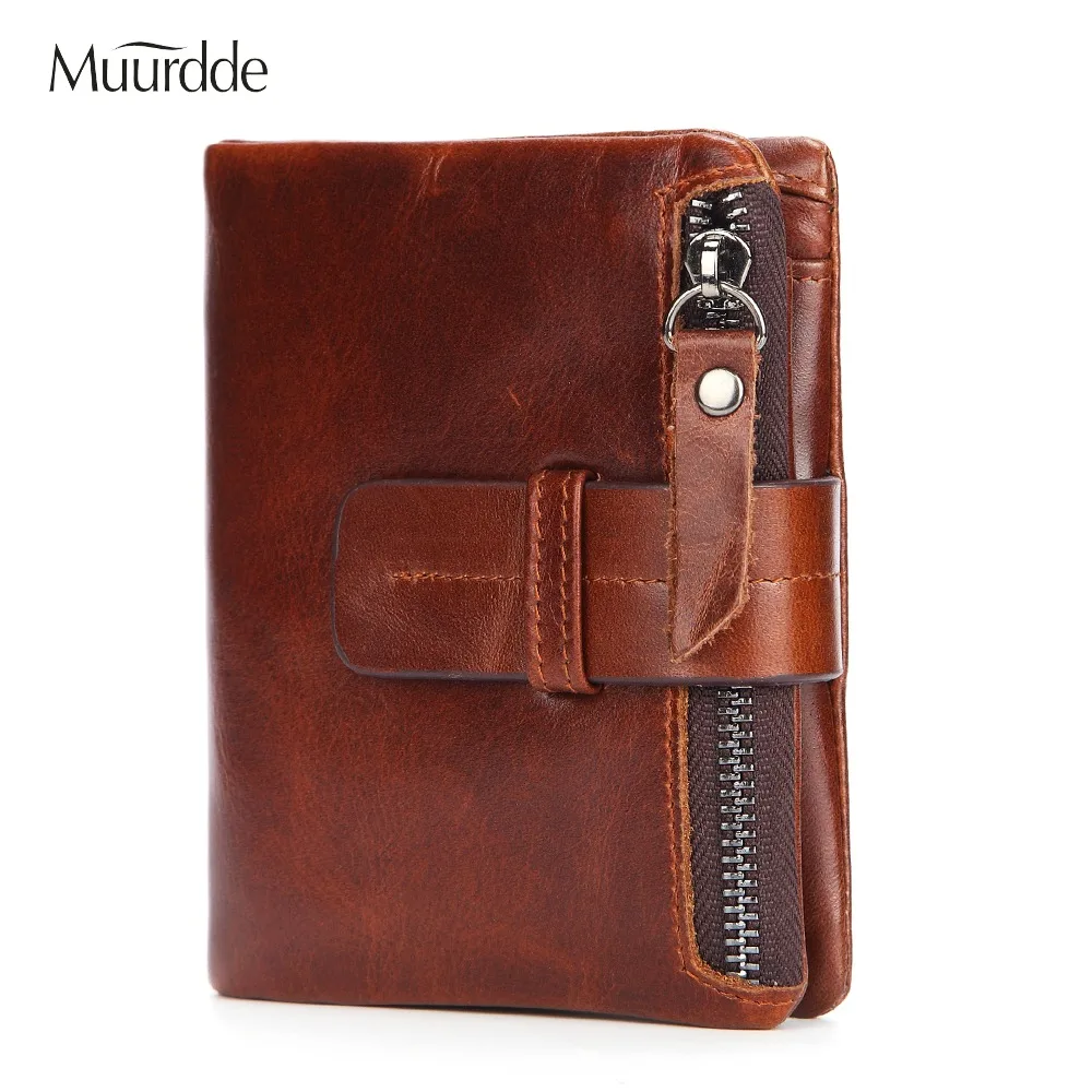 

2019 Wallet Men Genuine Leather Mens Walet Card Holder Coin Purse Small Valet Male Clutch Zipper Portomonee Clamp For Money Bag
