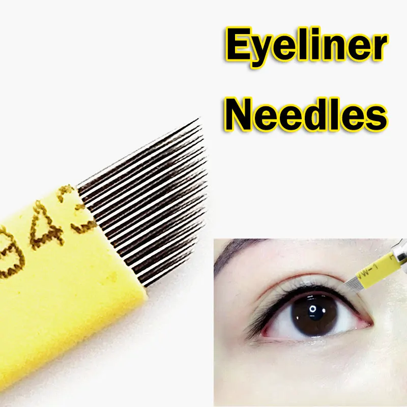 Microblading 100 шт needels 23 pin Двухрядные затеняющие лезвия, иглы для татуажа тумана игла для бровей eyeline иглы