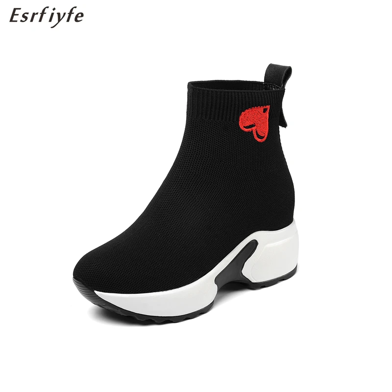 

ESRFIYFE Autumn Stretch Knitting High Heel Sock Boots Women Brand Design Black Boots Sexy Pointed Toe Ankle Boots for Women