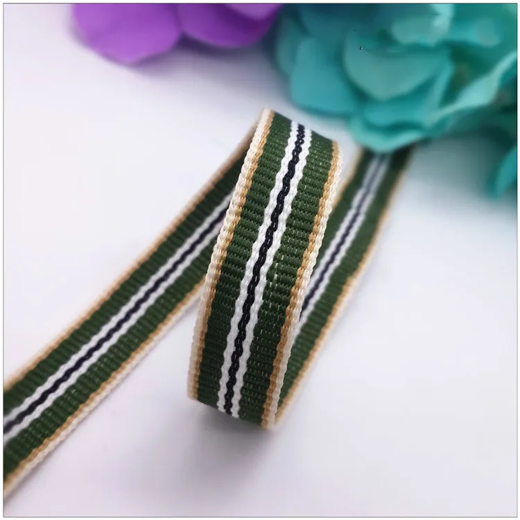 

High quality width 1cm (1/8inch) Army green stripe Ribbon belt backpack Belt decoration tape DIY garment accessories 1meter