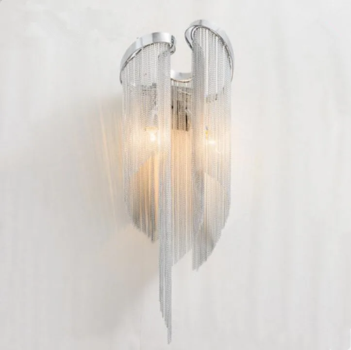

Northern Europe Modern Aluminum Chain Wall Lamp High Grade Luxurious Living Room Hotel Stream Chain Wall Light