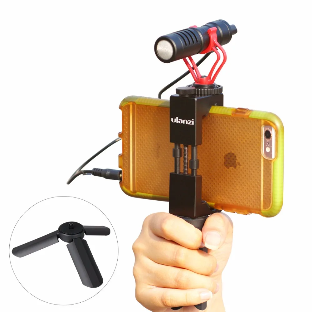 

Ulanzi Smartphone Video Microphone with Handle Grip Tripod for iPhone HuaWei Filmmaking rig stabilizer Live Streaming shotgunMic