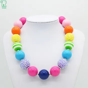 

2020 New Girls Chunky Acrylic Necklace Fashion Kids Bubblegum Bead Choker Collar Jewelry Child Colorful Chunky Acrylic Necklace