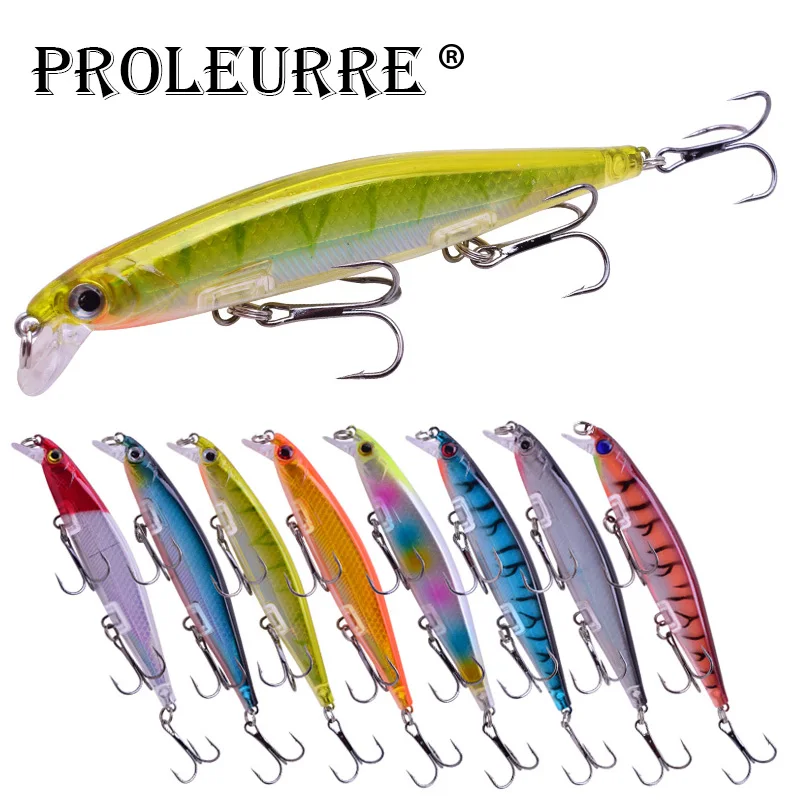Proleurre 1PCS Minnow Fishing Lure Laser Hard Artificial Bait 3D Eyes 11cm 14g Fishing Wobblers diving 0.2m-1m Crankbait Minnows