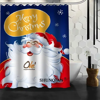 

Best nice Christmas Cartoon Santa Claus Shower Curtain New product Personalized Custom Fabric Bath Curtain Bathroom decoration