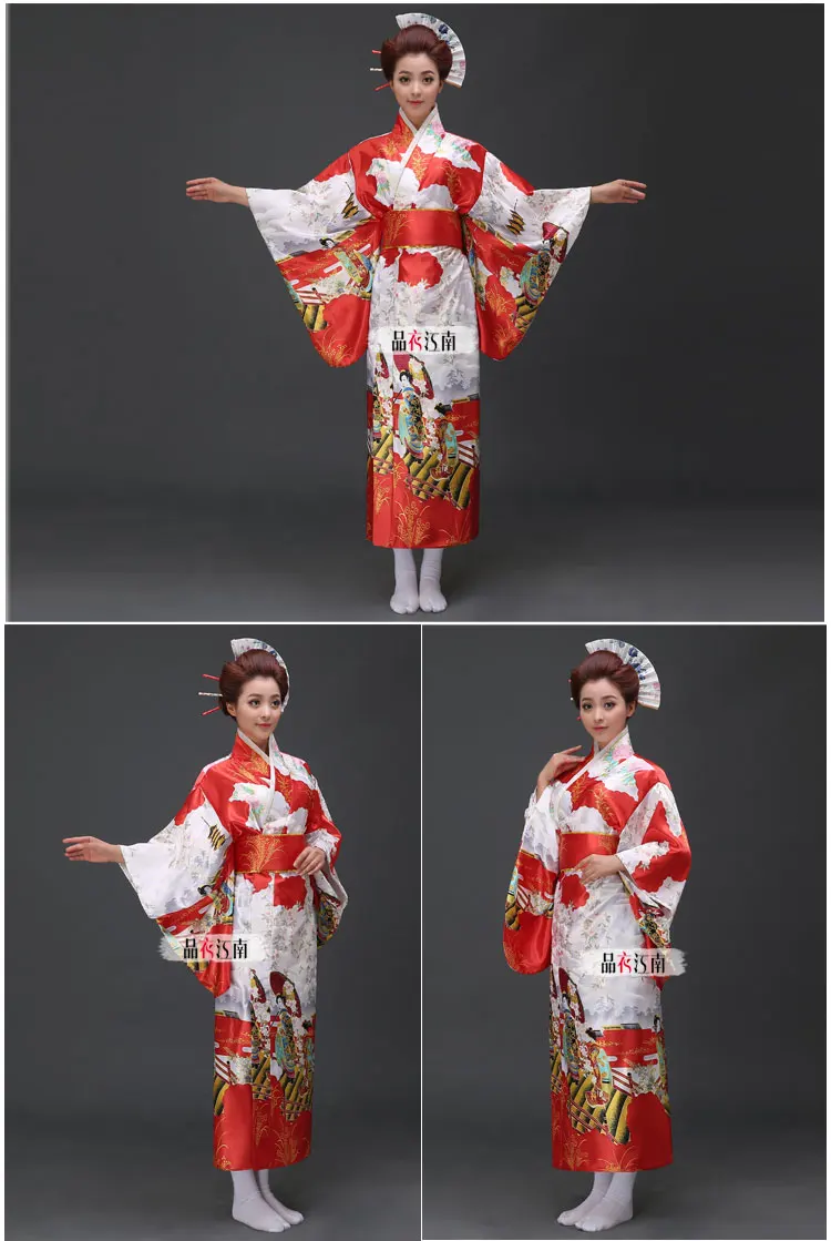 Розовый Винтаж Японский Женские кимоно юката с Оби вечернее платье косплэй костюм Цветочный Мода Национальный Тенденции платье один