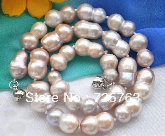 

NEW 00725 Huge 17mm lavender double freshwater pearl necklace 17inch